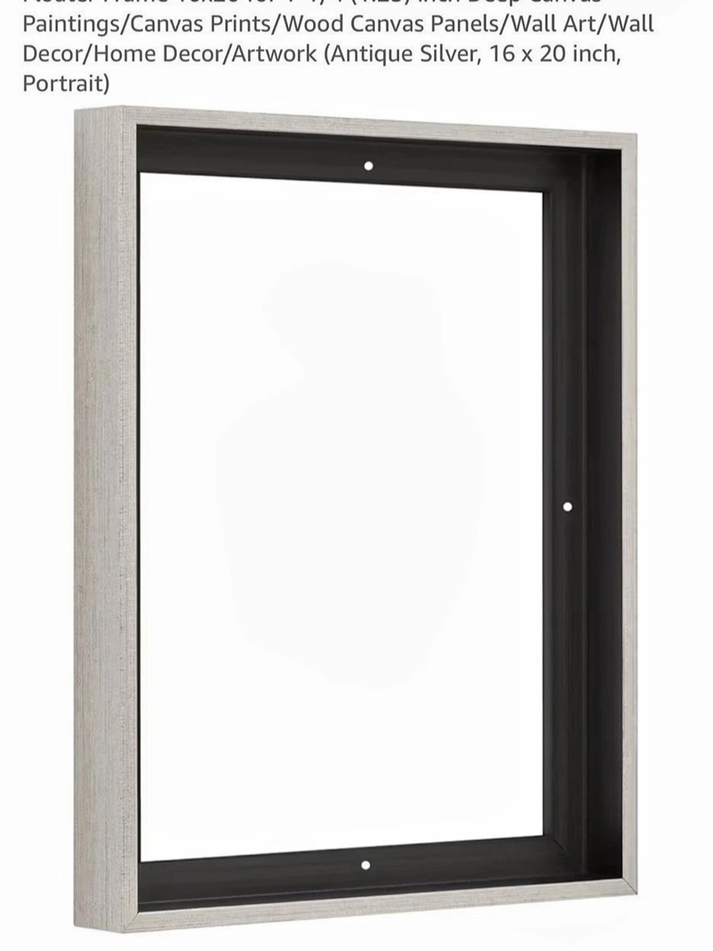 16x20 Black & Silver Picture Frame for Canvas Mounting